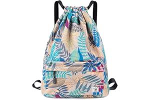 Risefit Drawstring Backpack with Mesh Pockets String Gym Bag Sackpack Sandproof Water Resistant Beach Backpack for Men Women