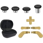 Metal Replacement Thumbsticks for Xbox Elite Controller Series 2 Core,Component Pack Includes 4 Swap Magnetic Joysticks,4 Paddles,1 Standard D-Pads, Accessories Parts for Xbox One Elite 2 (Gold)