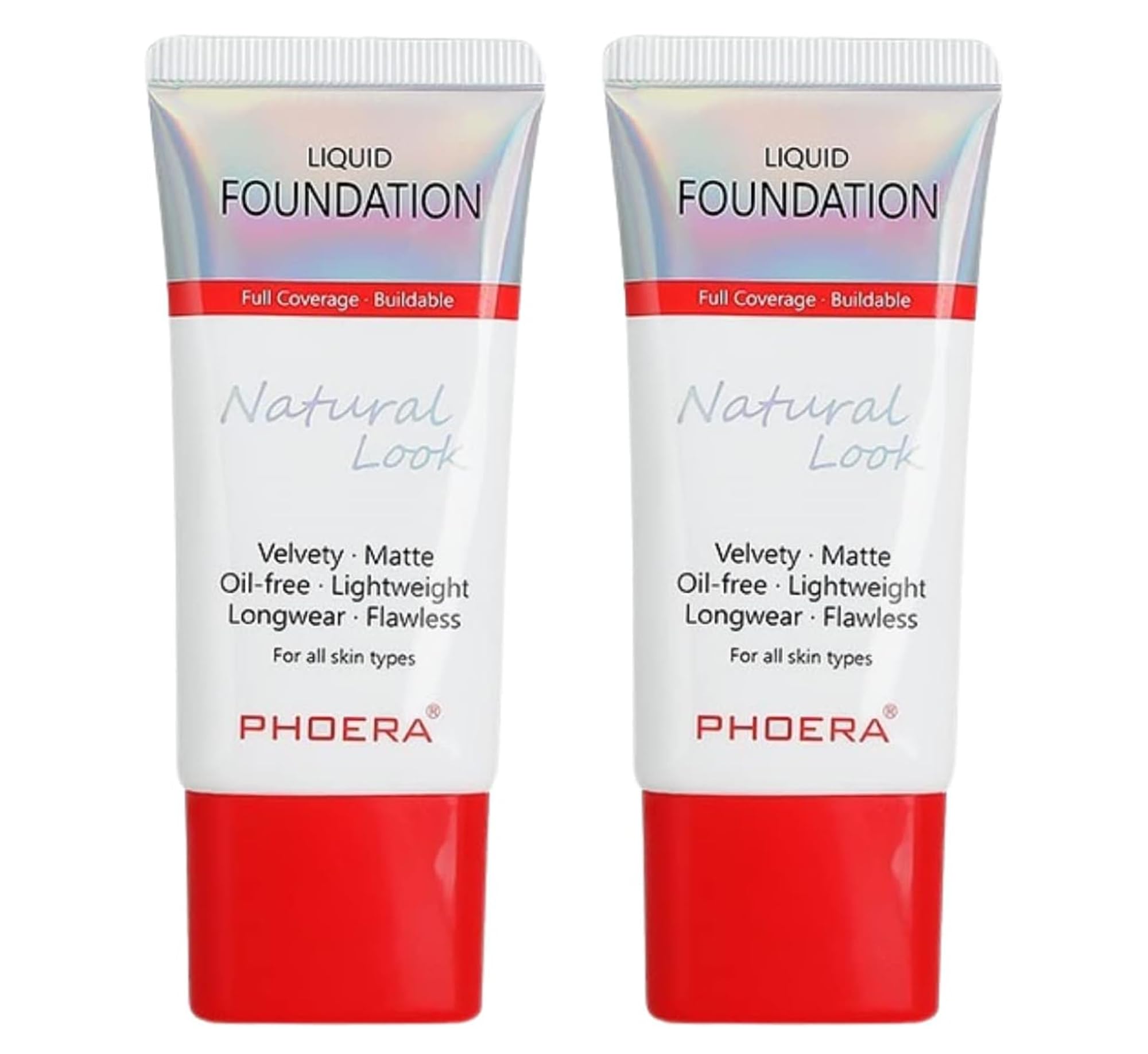 Glamza Phoera Full Coverage Makeup Set - 24hr Long Lasting Oil Control - Smarter Packaging - Inc 2 x 30ml Foundation (101 Porcelain)