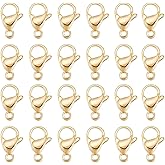Beebeecraft 1 Box 100Pcs Lobster Claw Clasps 24K Gold Plated 304 Stainless Steel 9mm Jewelry Lobster Clasps for Jewellery Making Bracelets Necklace