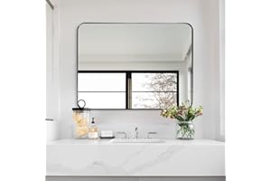 ANDY STAR 30”x40”Chrome Mirror for Bathroom, Rounded Rectangle Bathroom Mirror, Modern Metal Mirror in Premium Stainless Steel Frame, 1”Deep Set Design Hangs Horizontal Or Vertical