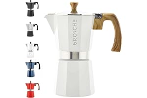 GROSCHE Milano Moka Stovetop Espresso Coffee Maker (9 Cup / 450 ml, White)
