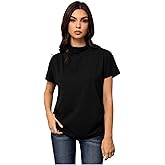 SweatyRocks Women's Short Sleeve Mock Neck T Shirts Summer Loose Fit Basic Tee Tops