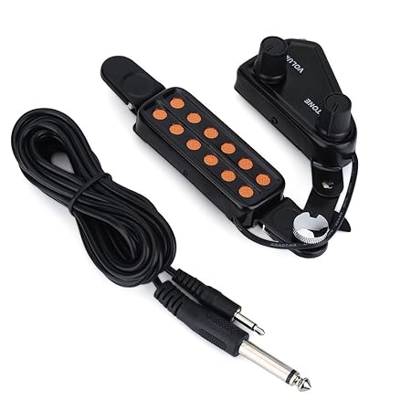Dilwe 12 Loch Akustische Gitarren Tonabnehmer, Magnetic Pickup Transducer mit Volume Tone Tuner Kit für Akustikgitarre