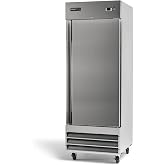 PEAKCOLD Single Door Commercial Refrigerator, 23 Cu Ft, Stainless Steel | Upright industrial fridge 29" wide, adjustable shelves, auto defrost, digital thermostat, internal light, durable, US support