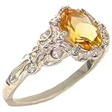 925 Sterling Silver Natural Citrine Womens Promise