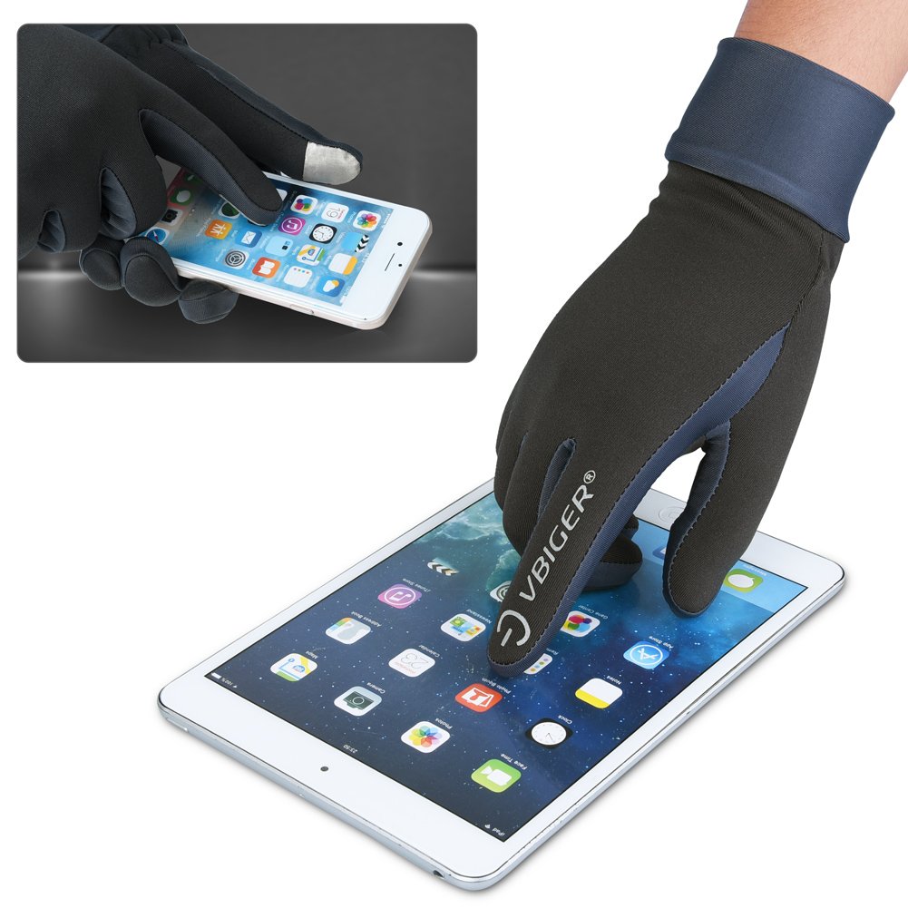 Vbiger Herren Touchscreen Handschuhe Winterhandschuhe Anti-Rutsch Outdoor Sport Handschuhe Fahren Radfahren Handschuhe mit Fleece Liner, S,  Graue-1