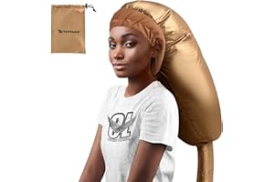 TEPENAR Bonnet Hair Dryer Attachment: Upgraded Extra Large Adjustable Hair Dryer Cap - Easy to Use for Natural Curly Textured Hair Care Styling Fast Drying - Gold