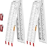 VENDAV ATV Ramps for Pickup Trucks, 7.5 Ft Aluminum, 2 Pack | 1,500 lb per Pair, 750 lb Each, 89 x 12 in Each, Folding Aluminum, Punch Plate Traction, 2 Load Straps Included