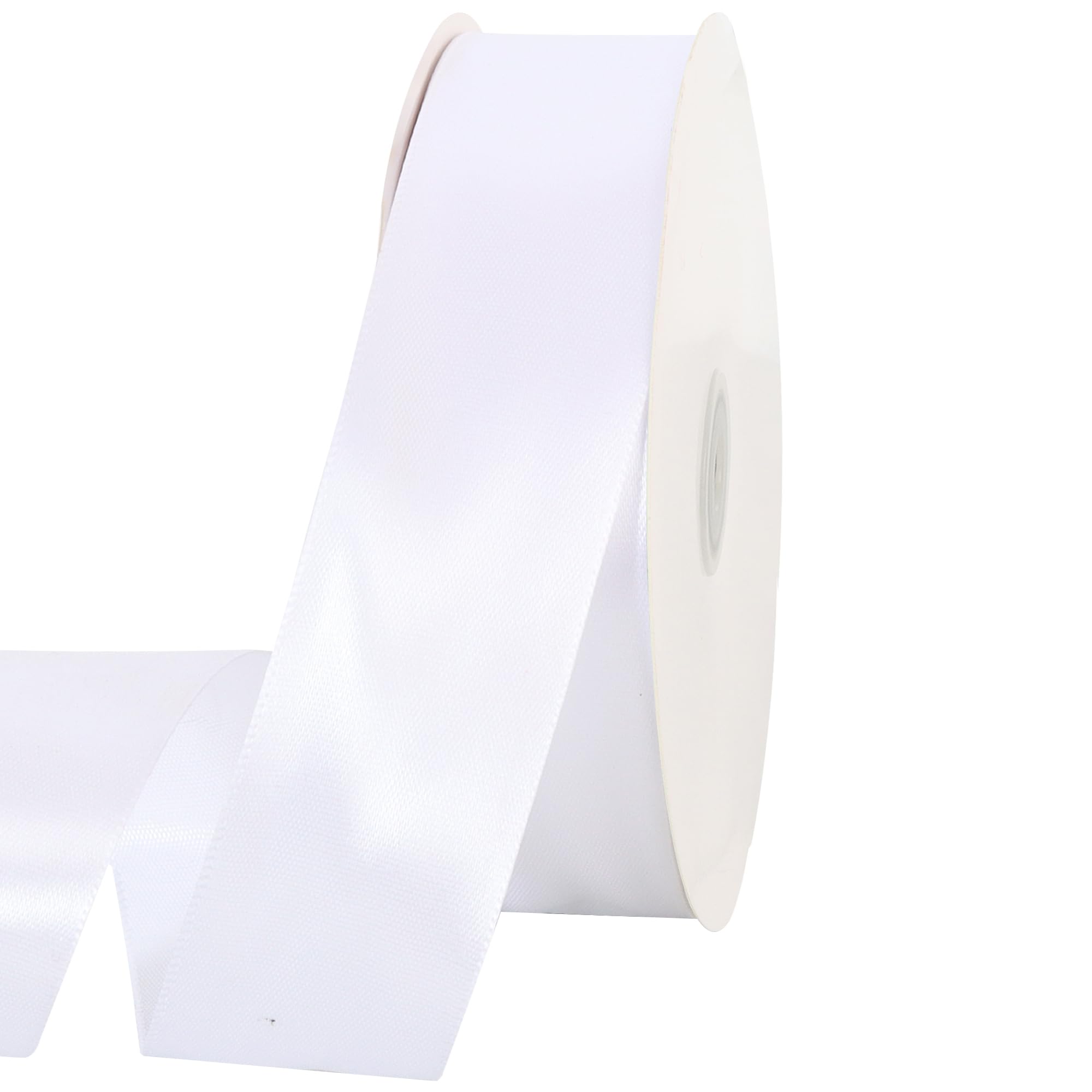 TONIFUL 1-1/2 Inch (40mm) x 100 Yards White Wide Satin Ribbon Solid Fabric Ribbon for Gift Wrapping Chair Sash Valentine's Day Wedding Birthday Party Decoration Hair Floral Craft Sewing