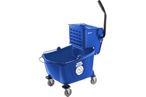 Dryser Commercial Mop Bucket with Side Press Wringer, 26 Quart, Blue