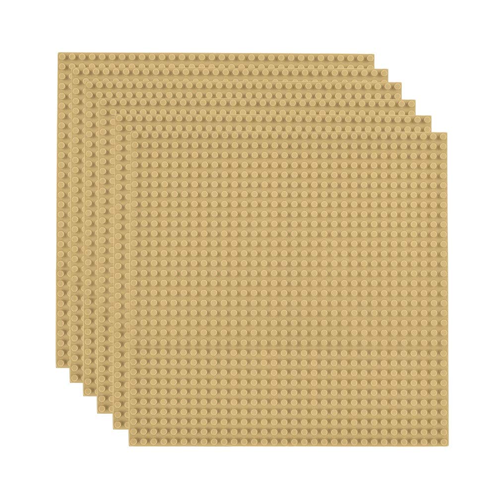 Lekebaby 6 Pack Classic Baseplates, 10"x10" Large Building Board Base Plates 100% Compatible with All Major Brands, Sand