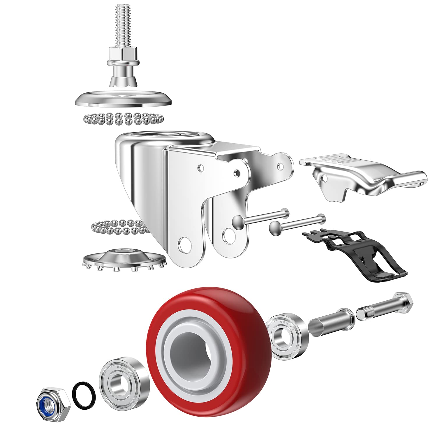 DICASAL 3 Inch Heavy Duty Stem Casters 360 Degree Swivel Thread Wheels With Metric Size M12-1.75