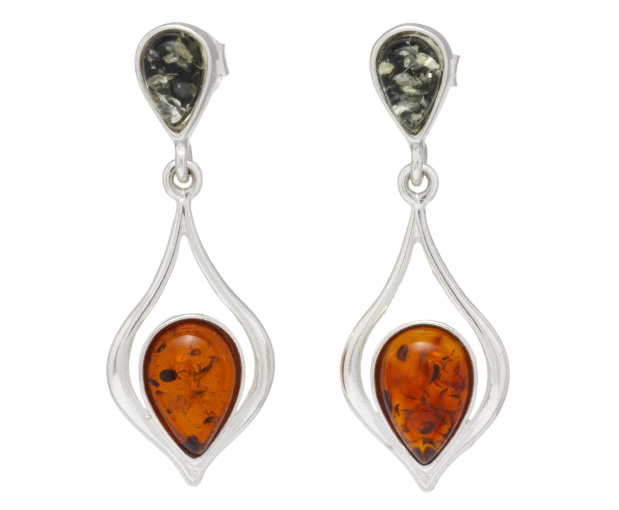 BALTIC AMBER STERLING SILVER 925 Earrings NATURAL Multicoloured Gemstone Amber Jewellery For Woman Drop Dangle Earring