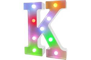 ENSHUI Colorful Light Up Letters Marquee Letter Lights, LED Letters with Lights, Battery Powered Auto Color Changing Lighted Letter Signs for Party, Birthday, Table, Wall Decoration, Christmas Gift K
