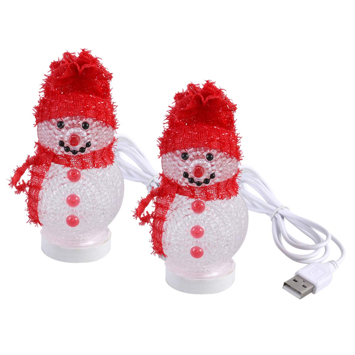 SOLUSTRE 2pcs Christmas Led Snowman Night Light Desktop Lamp for Bedroom Decorative Home Decorations Hat Assorted Style