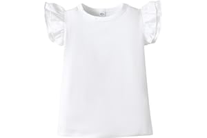 LYSMuch 2-5T Toddler Girls Ruffle Sleeve T Shirt Puff Short Sleeve Basic Tank Top Blouse Plain Solid Kids Casual Clothes