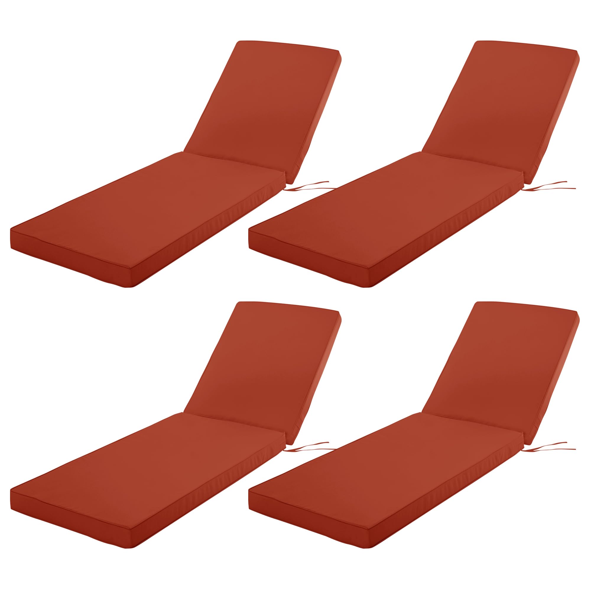 Photo 1 of Comcaver Chaise Lounge Cushion Outdoor, Waterproof and Stain-Resistant Lounge Deck Reclining Chair Cushions for Patio Furniture Lawn Pool Resort Hotel, 72x21x3 Inch, Set of 4, Rust