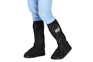 Qiilu Black Waterproof Rain Boot Shoe Cover with Reflector, Windproof Anti-Slip Rain Snow Shoes Overshoes Men Women Rain Cove