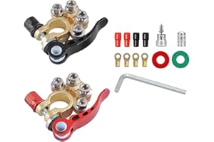 AOGITKE Car Battery Terminal Connectors for SAE/JIS Type A Posts, Compatible with Cars, Vans, Trucks and More, 2 Pcs 4 Way Qu