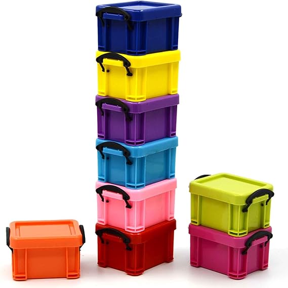 Gosear 9 x Mini plástico Caja de joyería/Regalo Caja/Caja de almacenaje
