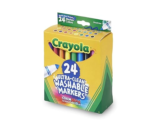 Crayola Ultra Clean Washable Markers, 24 Classic Broad Line