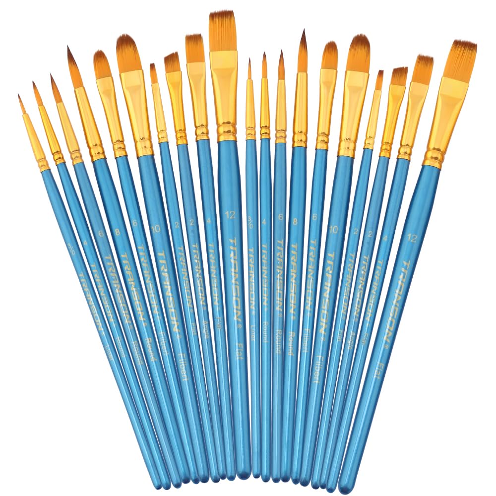 Transon 2-Pack 20pcs Art Painting Brush Set for Acrylic Watercolor Gouache Hobby Painting Blue Color