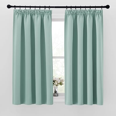PONY DANCE Pencil Pleat Blackout Curtains 2 Panels 46x54 Light Green