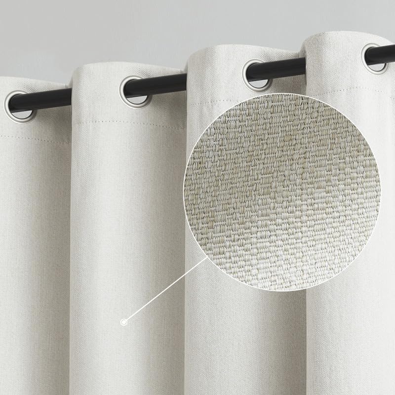 Treatmentex Blackout Curtains 2 Pieces for Living Room, Thermal Insulated Cold and Heat Curtains, Light Blocking Curtains with Eyelets, 135W x 260H cm, Creamy White