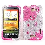 Cellularvilla (Tm) Case for Htc One X At&t Big Pink Silver Diamond Hard Case Cover.