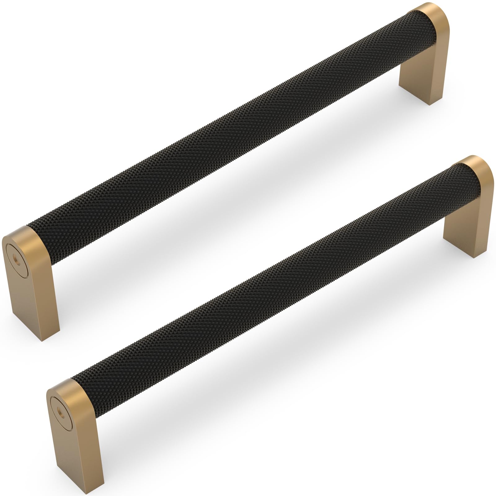 Photo 1 of KOMOTIA 10 Pack Matte Black and Champagne Bronze Cabinet Pulls knurled 6-1/4 Inch Hole Centers Kitchen Cabinet Handles Drawer Pulls Cabinet Hardware