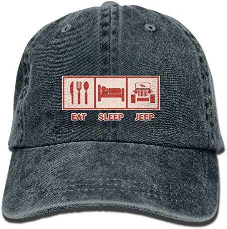 Unisex Washed Eat Sleep Jeep Classic Denim Baseball Cap Adjustable Hunting Hat