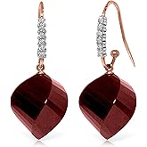 Galaxy Gold GG 14k Solid Gold Fish Hook Earrings Diamonds Twisted Briolette Rubies
