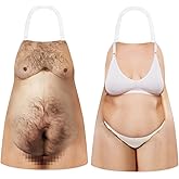 Hillban 2 Pack Funny Apron Creative Cooking Apron with Adjustable Waist Ties Holiday Aprons for Party Men Women (Obesity Theme)