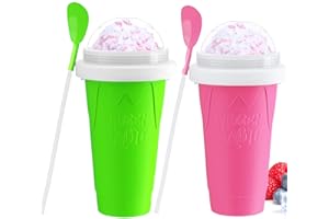 RAUMAXE Slushy Cup,2 PACK Slushy Maker Cup Tik Tok Frozen Magic Squeeze Cup Cooling Maker Cup Freeze Mug Milkshake Smoothie Mug (GREEN+PINK)