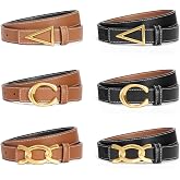 C-shaped | Chain | Triangle Gold Buckle Reversible Leather Belt for Women | Trendy Designer Belts for Pants Jeans Dress | Black Tan