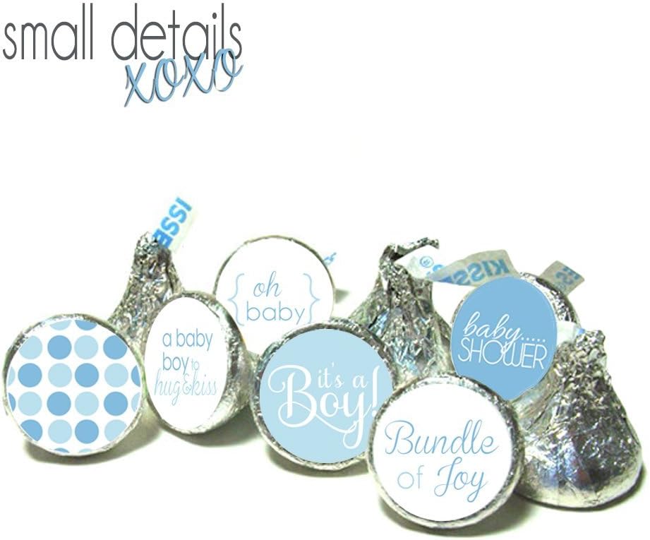 IT's A BOY! Baby Shower kiss stickers ~ baby shower favors ~ fits Hershey's Kisses Chocolate & other Candy - (108 peel&stick stickers)