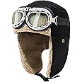 Peicees Vintage Aviator Hat and Goggles Costume Accessories Fur Ear Flaps Trooper Trapper Pilot Cap for Men Women