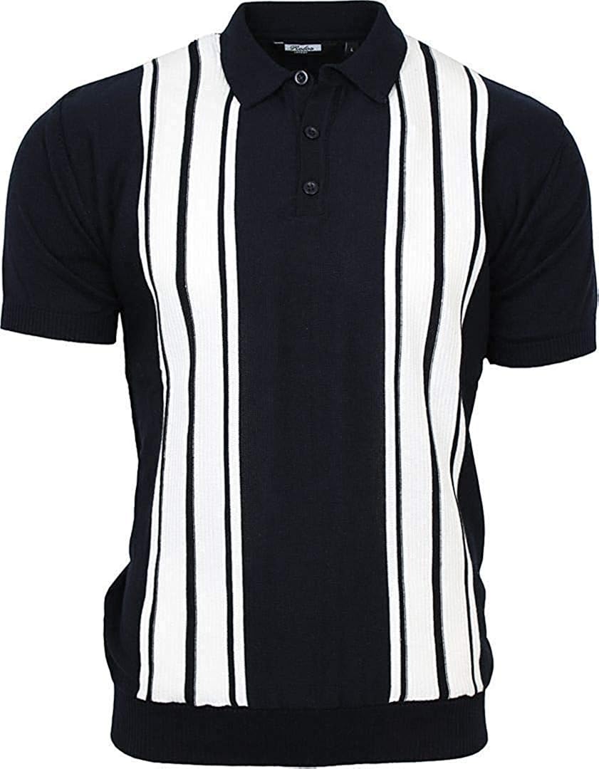 Relco Mens Striped Fine Gauge Knit Mod Polo Shirt: Amazon.co.uk: Clothing