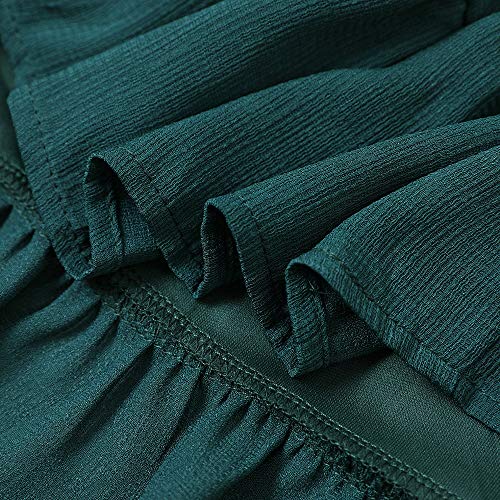 Joteisy Women's O Neck Ruffle Sleeve Tiered Casual Mini Dress (L, Green)