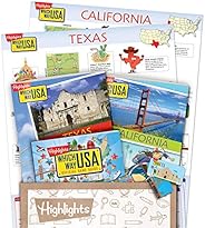 Highlights Which Way USA Travel Subscription Box For Kids Ages 7+ | Race Across the 50 States | Build Geograph