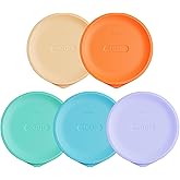 Replacement Lids for Pyrex 7201-PC 4 Cup, Silicone Round Storage Cover Lid for Anchor Hocking Glass Bowl 5 Pack Mixed Color