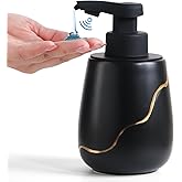 BosilunLife Automatic Soap Dispenser Bathroom - Liquid Hand Free Dispenser Smart Electric Lotion Soap Dispenser Touchless with Waterproof Pump Rechargeable Dish Soap Dispenser Ceramic Black