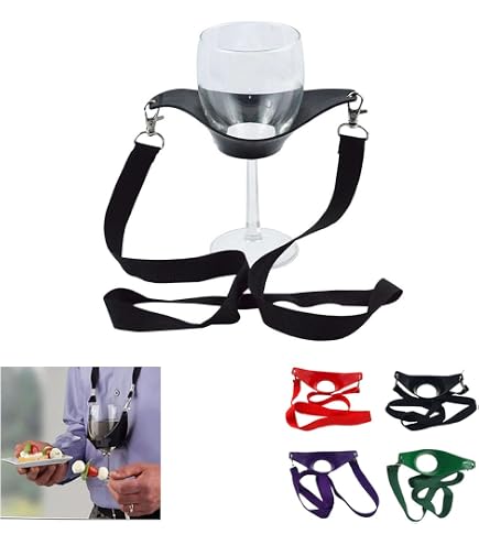 WineYoke' Party Time Hand Free Wine Glass Holder Necklace - Set