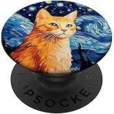 Orange Tabby Cat Starry Night Vincent van Gogh Pet PopSockets Adhesive PopGrip