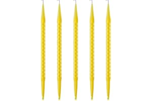 Daifunli 5 Pcs Probe Pick Spudger Tools Bulk Nylon with L-Shaped Wire Hook 7" Length for Telecom Data Communication and Alarm Installers (Yellow)