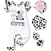 HINTINA Preemie Newborn Baby Girl Letter Print Romper Jumpsuit Gloves Headband Clothes Set