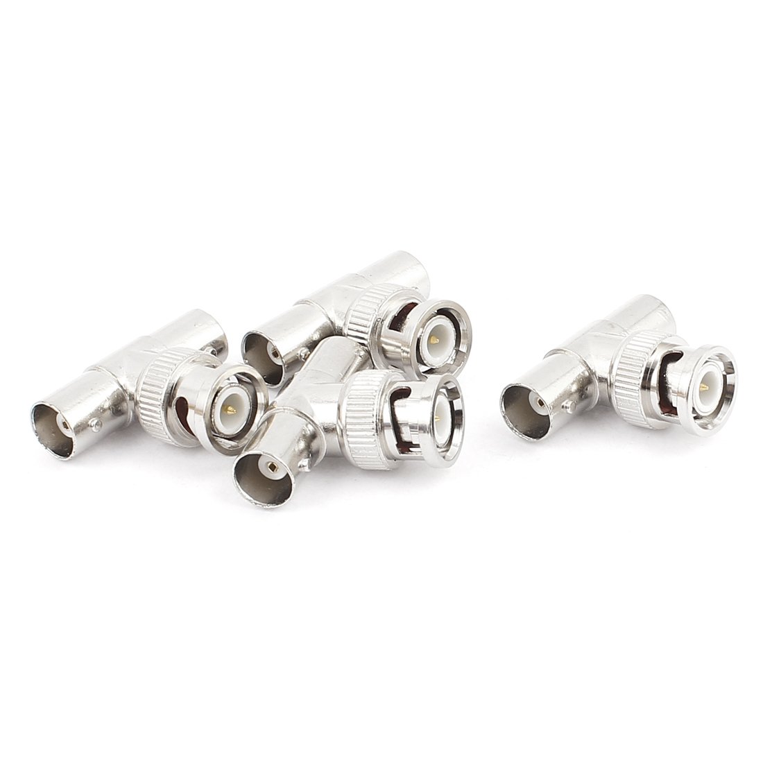 sourcing map Metal BNC Male Jack to Double BNC Female T Type Connector Adapter 4pcs