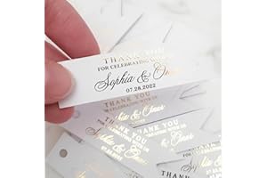 WOMB 50pcs Personlized Wedding Favor Tags Custom Name & Date Thank You Tags Party Decor Favors (8.9x2.4cm)