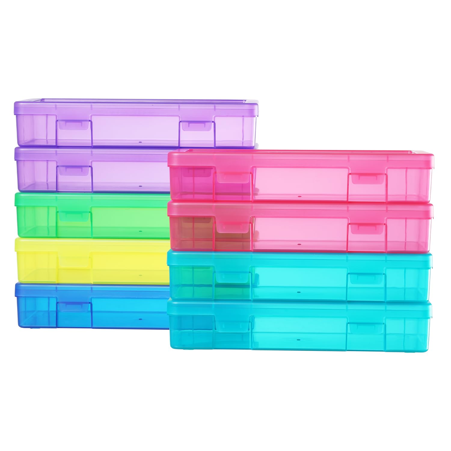 Photo 1 of OMNISAFE 9 Pack Medium Colored Plastic Hobby Art Craft Organizer, Mini Plastic Storage Containers with Latching Lid, for Pencil Box, Lego, Crayon (Colorful)
